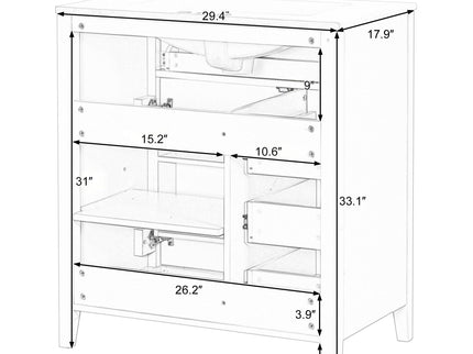 Bathroom Vanity With Sink, 3 Drawers And Adjustable Shelf, Freestanding Storage Unit