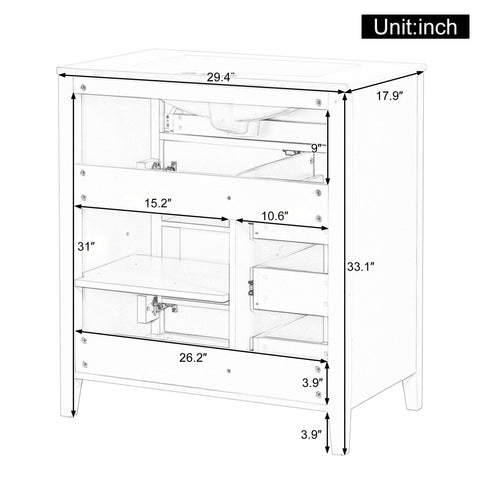 Bathroom Vanity With Sink, 3 Drawers And Adjustable Shelf, Freestanding Storage Unit
