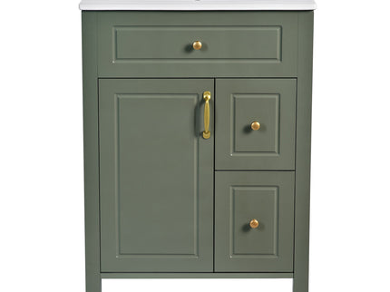 Elegant Bathroom Vanity With Ceramic Sink, Soft Close Doors And Drawers, Double Storage Racks