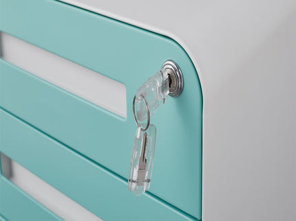 3 Drawer Mobile File Cabinet Under Desk Office, Simple Style Versatile Storage Cabinet For Legal / Letter / A4 Files, 5 Wheel Design Anti-Tilting Cold Rolled Steel Waterproof Moisture-Proof