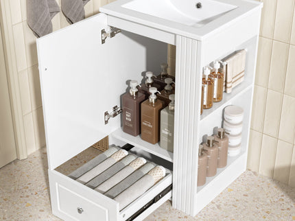Modern Freestanding Bathroom Vanity With Sink, Soft-Close Drawer, Towel Bar