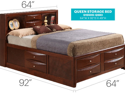 Modern Design Storage Bed With Bookcase Headboard