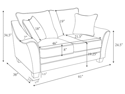 Lido - Upholstered Loveseat With Tapering Block Legs - Light Gray