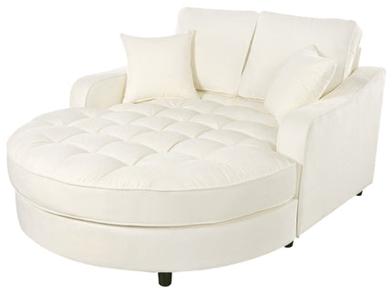 Modern Chaise Lounge Upholstered Sofa Couch With Tufted Seat And Detachable Pillows For Living Room