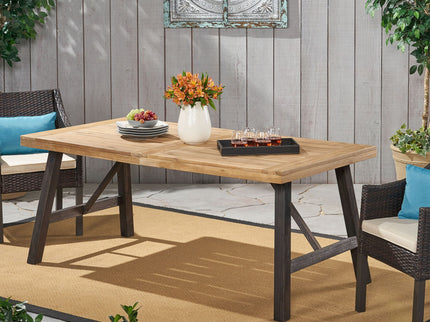 Outdoor Dining Set With 2 Bench And 1 Dining Table - Light Brown