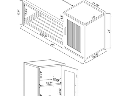 Shoe Storage Entryway Bench With Cabinet - Wood
