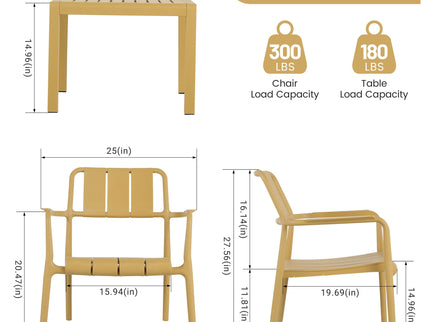 3 Piece Indoor / Outdoor Leisure Table And Chair Set