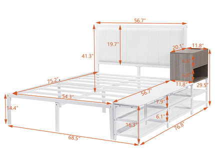 Platform Bed With 2 Tier Storage Shelves, Storage Cabinet