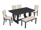 Beige / 6 Pc. Table, 4 Chairs, Bench
