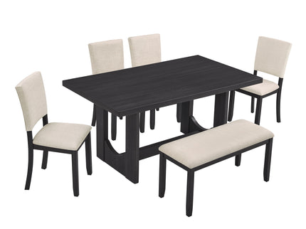 Dining Table Set, Rectangular Kitchen Table With Upholstered Chairs