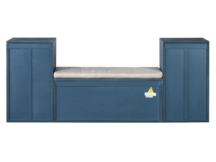 Entryway Storage Bench With Cushion, Drawers & Open Shelves