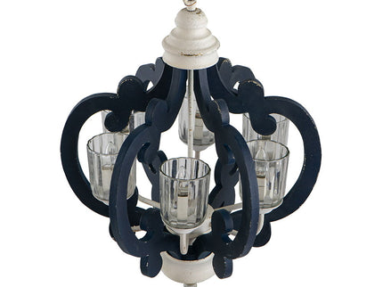 Wood Chandelier 6 Light Farmhouse Pendant Lighting Wood Hanging Light Fixture For Kitchen Living Dining Room, Bulb Not Included - Cream