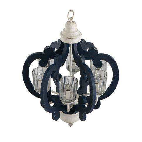 Wood Chandelier 6 Light Farmhouse Pendant Lighting Wood Hanging Light Fixture For Kitchen Living Dining Room, Bulb Not Included - Cream