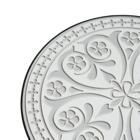 Outdoor Round Side Table With Mosaic Style Top And Curved Iron Legs