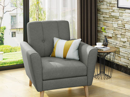 Fabric Channel Stitch Club Chair With Tufted Back - Gray
