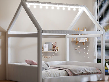 Upholstered House Style Daybed With LED Light Strips