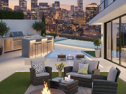 Modern Patio Set With Table And Cushions