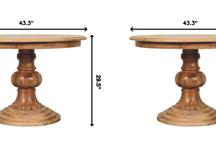 Round Turned Dining Table - Oak