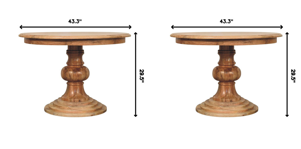 Round Turned Dining Table - Oak