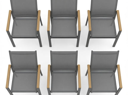 Outdoor Patio Chairs, Ergonomic (Set of 6) - Gray