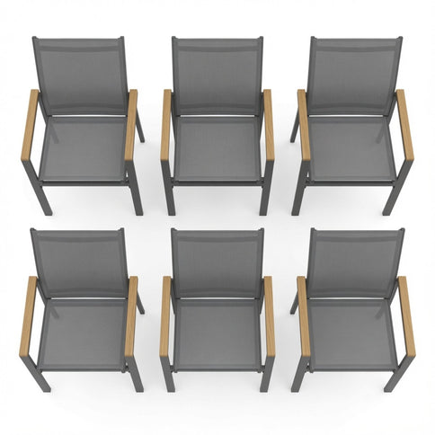 Outdoor Patio Chairs, Ergonomic (Set of 6) - Gray