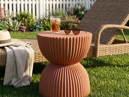 Side Table With Speckled Ribbed Texture