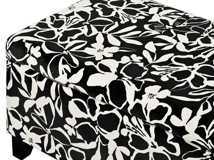 Luxury Storage Ottoman With Floral Patterned Fabric, Soft-Close Hinges, Multi Functional