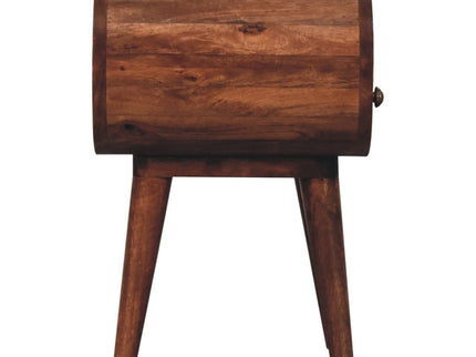 Circular Bedside Table With Open Slot - Caramel