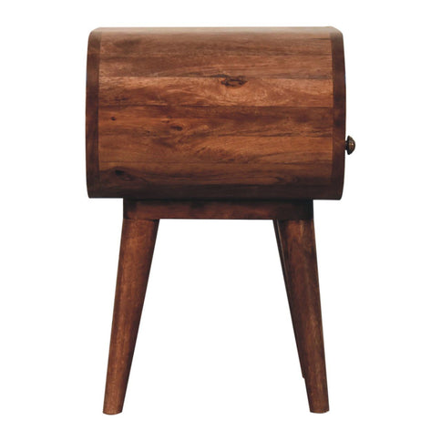Circular Bedside Table With Open Slot - Caramel