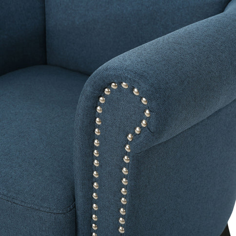 Elegant Club Chair With Nailhead Trim And Birch Wood Legs