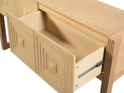 Geometric Carved Console Table With 3 Soft Close Drawers