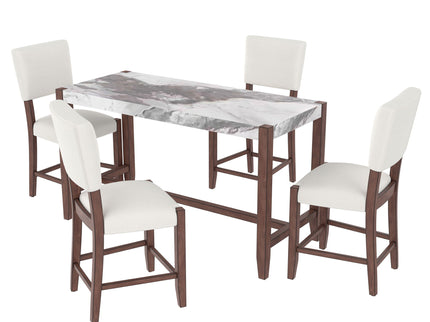 5 Piece Counter Height Dining Set With 4 Upholstered Chairs
