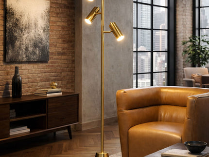 Lumina - Floor Lamp With Rotary Switch Triple Spots Cone Base - Gold