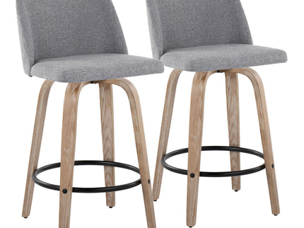 Toriano - Contemporary Fixed-Height Counter Stool & Swivel With Round Footrest (Set of 2)
