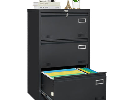 Filing Cabinet Lateral File Cabinet 3 Drawer, Locking Metal File Cabinets Three Drawer, Office Filing Cabinet With Lock Drawers For Home Office