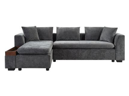 Modern L Shaped Sectional Sofa With Upholstery And Wooden Storage