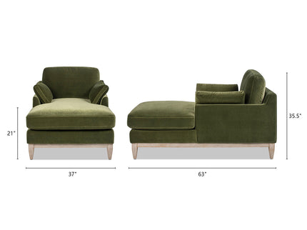 Pasadena - Modern Farmhouse Chaise Lounge Chair - Olive Green