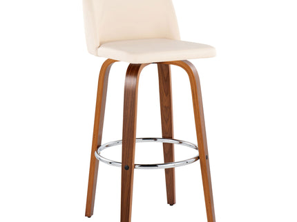 Toriano - Mid Century Modern Fixed Height, Barstool With Swivel With Round Footrest (Set of 2)