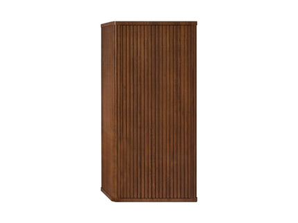 Striped Walnut Bathroom Floating Side Cabinet, Wall-Mounted Storage Cabinet For Small Spaces - Walnut