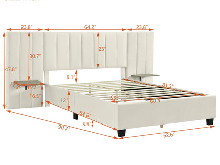 Upholstered Platform Bed With Big Headboard