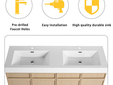 Freestanding Bathroom Vanity With Resin Sink & Soft Close Cabinet Doors
