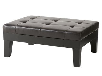 Chatham - Ottoman With Drawer Leather Storage Solution - Dark Coffee