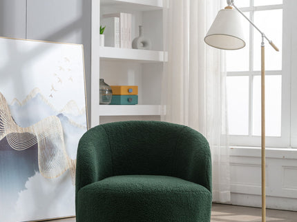 Teddy Fabric Swivel Accent Armchair Barrel Chair With Powder Coating Metal Ring