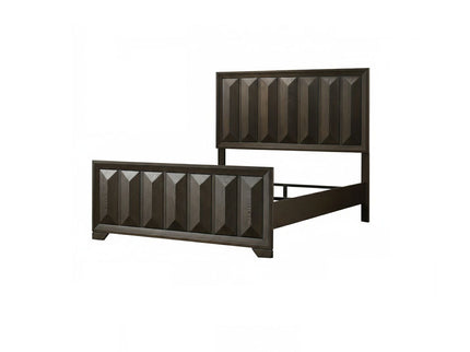 Modern Bed Panel Headboard With Vertical Faceted Design