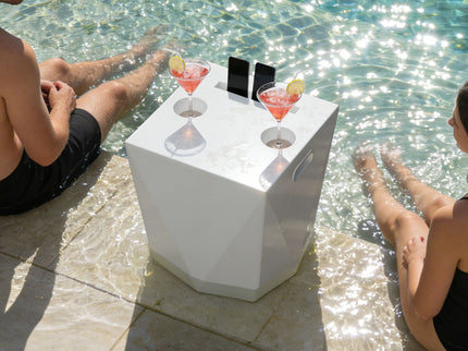 End Table With 2 Cup Holders And 1 Tablet Holder For Outdoor - White