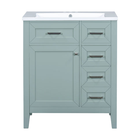 30" Bathroom Vanity With Sink Combo, Bathroom Cabinet With Drawers - Green