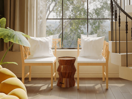 Farmhouse Modern Dining Corner Chairs (Set of 2) With Handwoven Rattan Backrests And Solid Wood Legs - Natural / White
