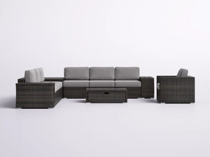 Modern Patio Rattan Sectional Set With Cushions