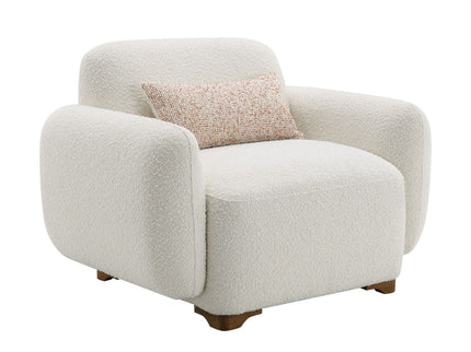 Darius - Boucle Accent Chair With 1 Toss Pillow - Beige