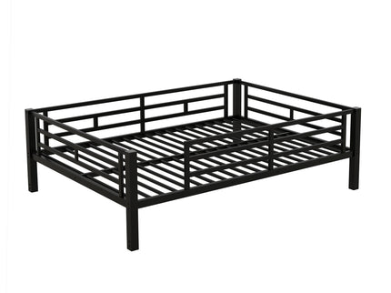 Full Size Convertible Bunk Bed With 2 Drawers Durable - Black